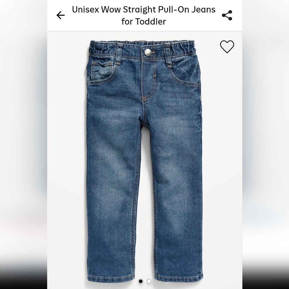 Toddler Unisex Straight Pull-On Jeans, 3T